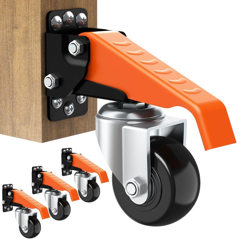 Ronlap Workbench Casters Wheels Kit 720 Lbs Capacity Retractable Casters Set of 4 Heavy Duty Side Mount 2.5" Lifting Casters Work Table Tool Bench Stepdown Castors Wheels 4 Pack - Image 1